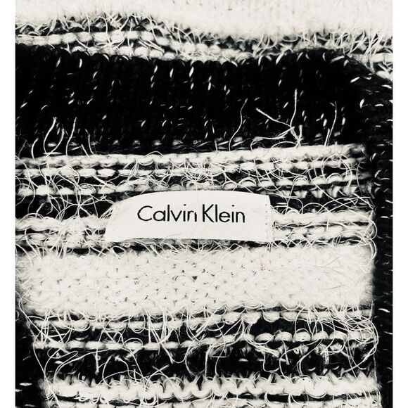 Calvin Klein Cropped Sweater Cardigan Size S Black/white Grandma Laches Soft - Picture 4 of 4